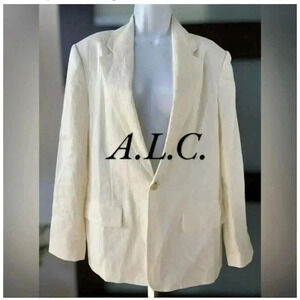A.L.C. Women's Linen Jacket Size 12 Mid-Length Button Closure
